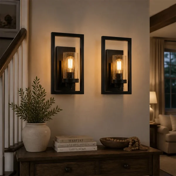 Industrial Vintage 2-Light Clear Glass Wall Sconce