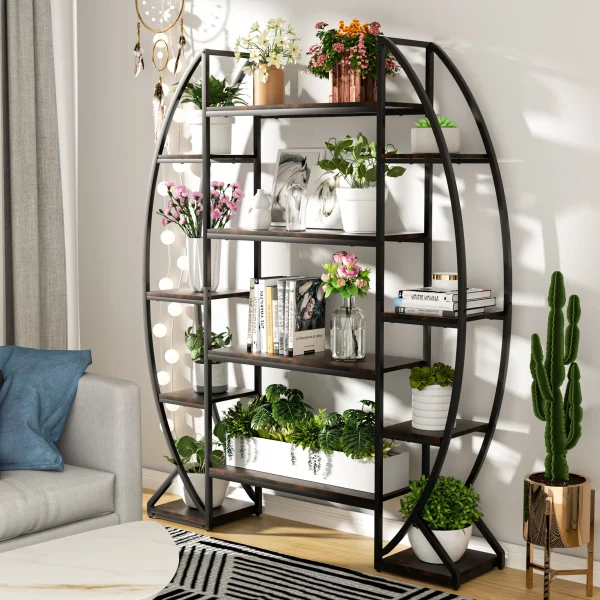 Half-Moon Industrial Plant Stand & Ladder Bookshelf
