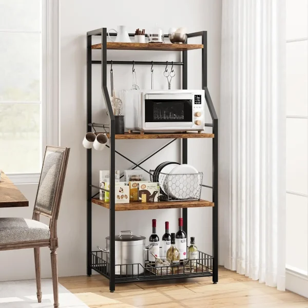 4-Tier Industrial Kitchen Baker's Rack and Coffee Bar Storage Shelf