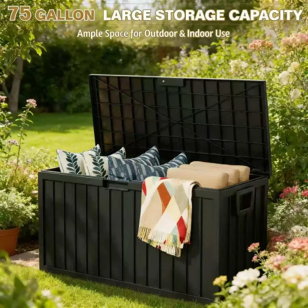 Large Outdoor Deck Box with Lockable Lid