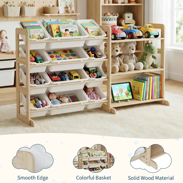 56-Inch Kids Toy Storage Organizer with 12 Bins and Shelves