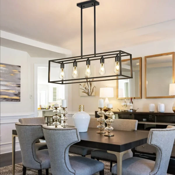 Modern Industrial Hanging Chandelier for Kitchen Island & Dining Room
