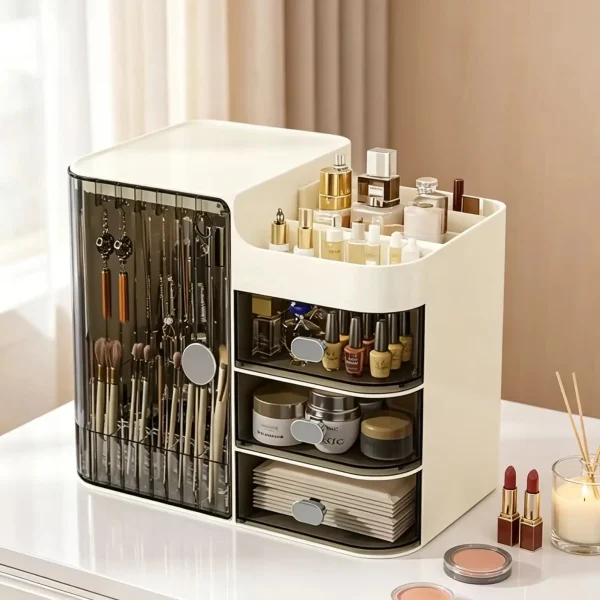 Dustproof Makeup Organizer with Brush Holder
